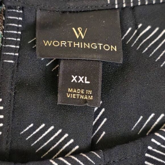 Worthington Black White Print Sleeveless Blouse Women’s XXL - Picture 5 of 7